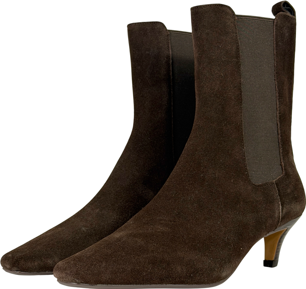 Dune Brown Odele Suede Pointed Heeled Ankle Boots UK 6 EU 39 👠