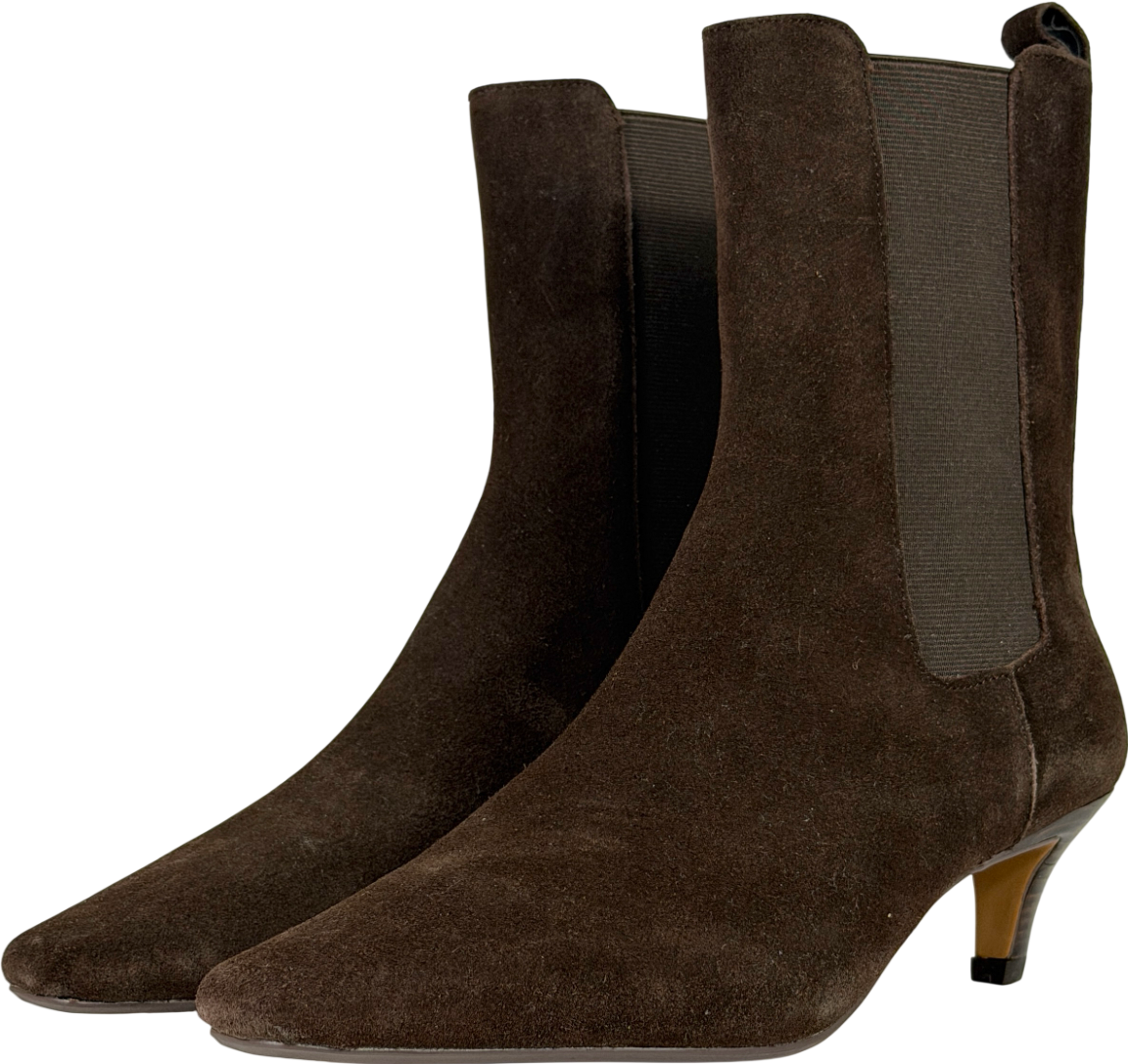 Dune Brown Odele Suede Pointed Heeled Ankle Boots UK 6 EU 39 👠
