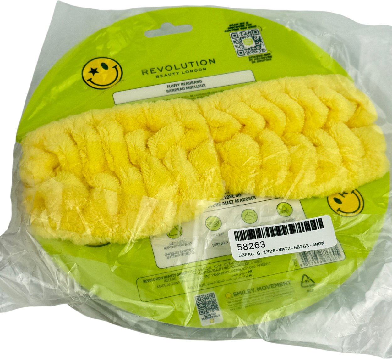 Revolution Yellow S.w.smiley Cloud Wrap Fluffy Skincare Headband