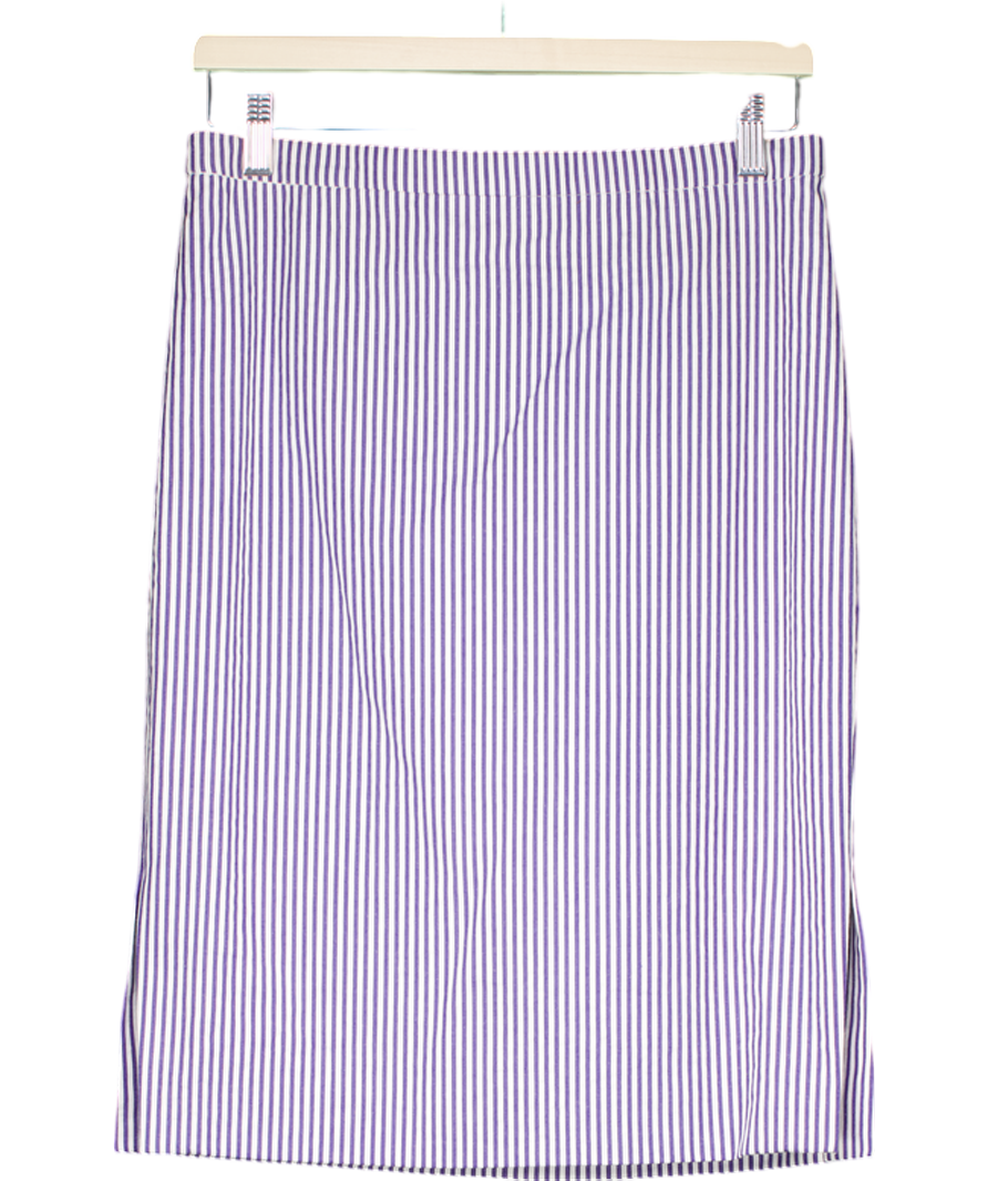 J.crew Blue /White Seersucker Pencil Skirt UK M