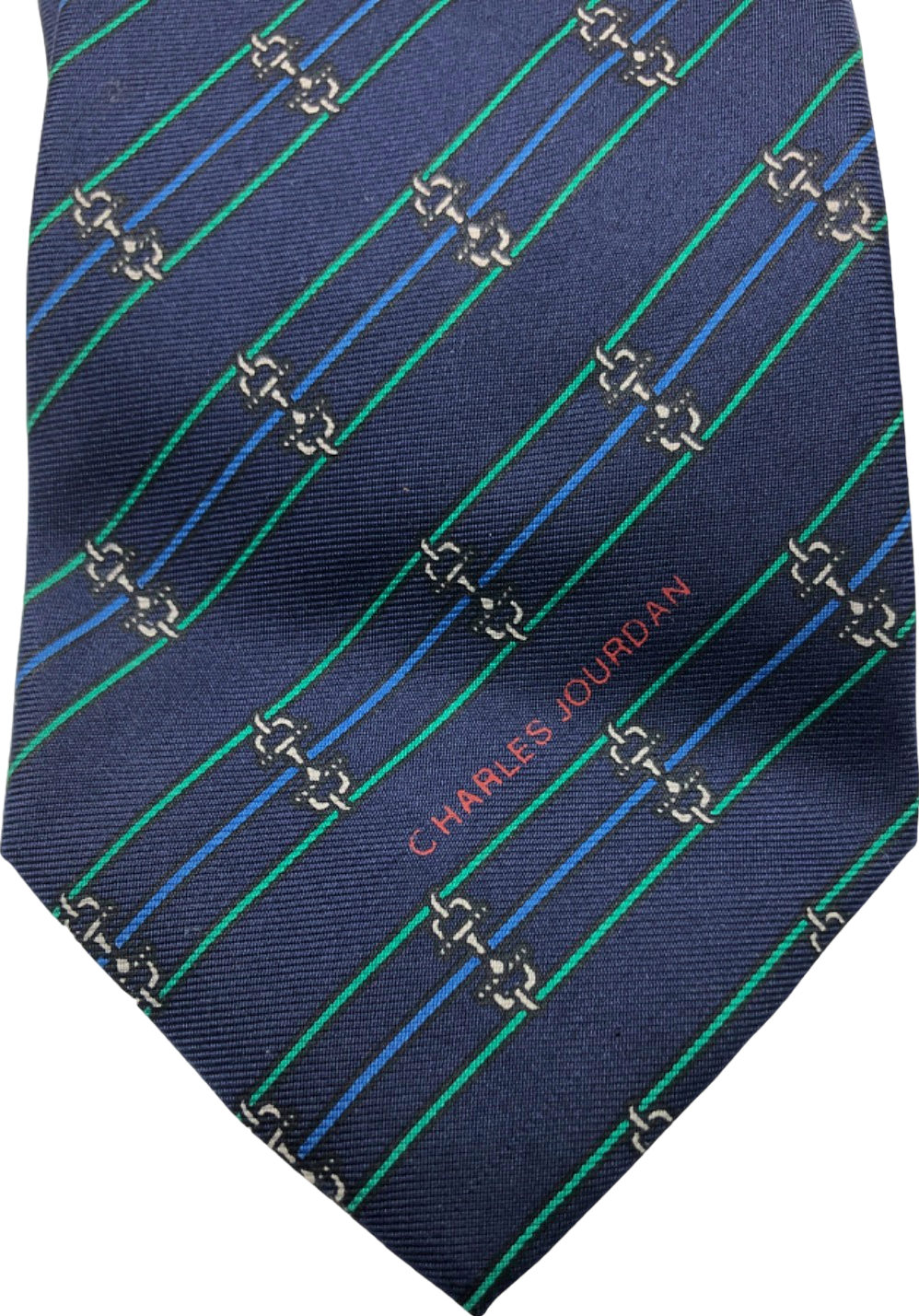 Charles Jourdan Navy Blue Striped Tie