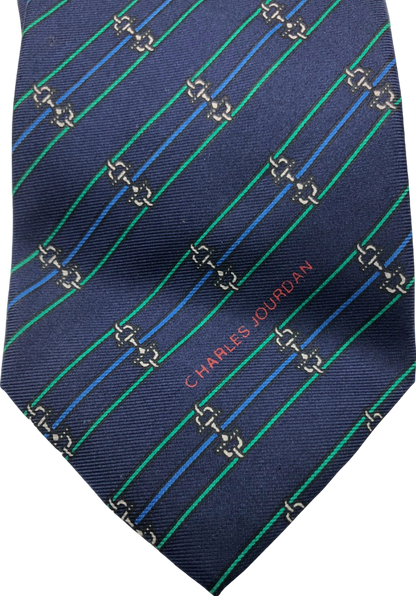 Charles Jourdan Navy Blue Striped Tie