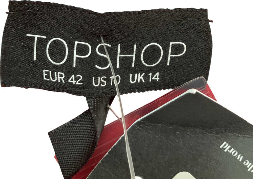 Topshop Red Tapered Leg Belted Trousers UK 14