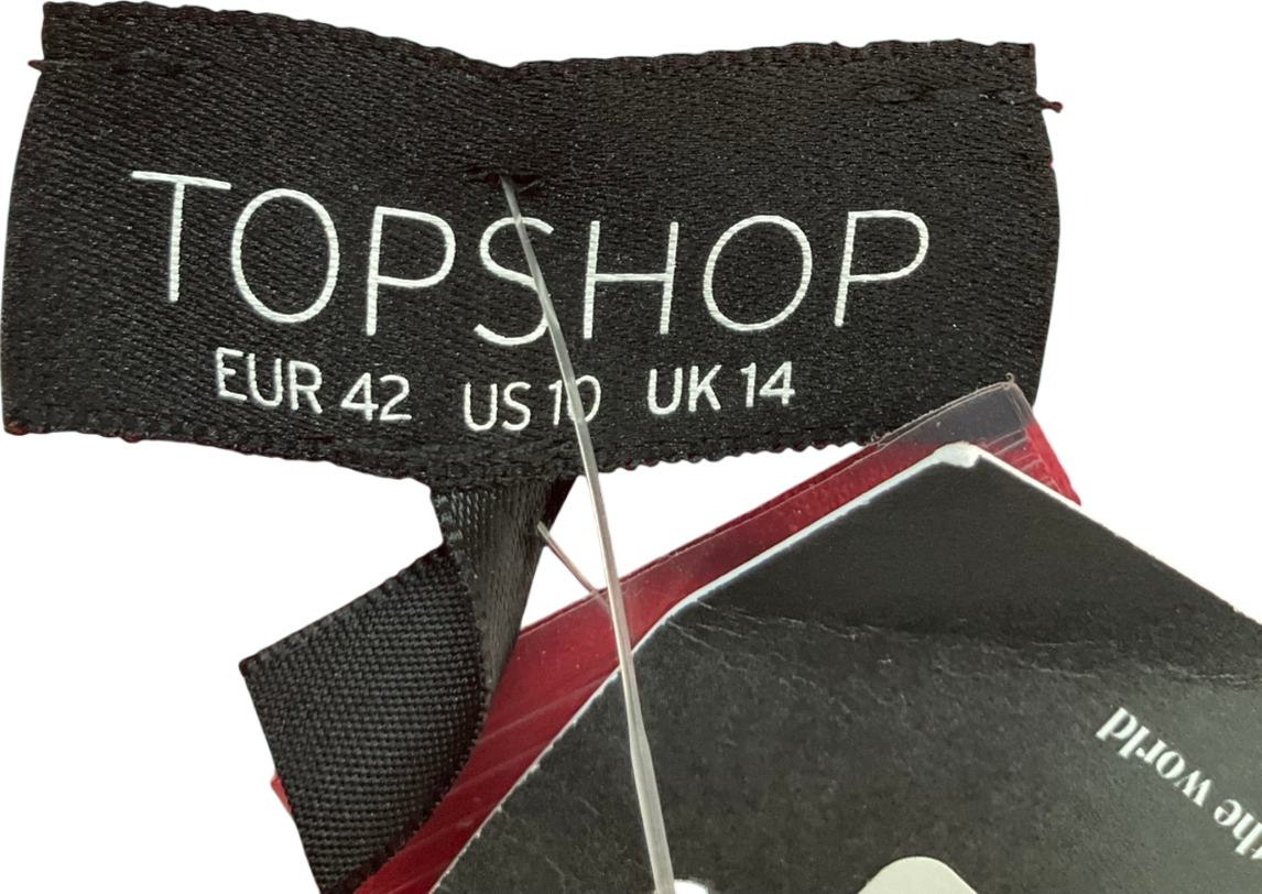 Topshop Red Tapered Leg Belted Trousers UK 14