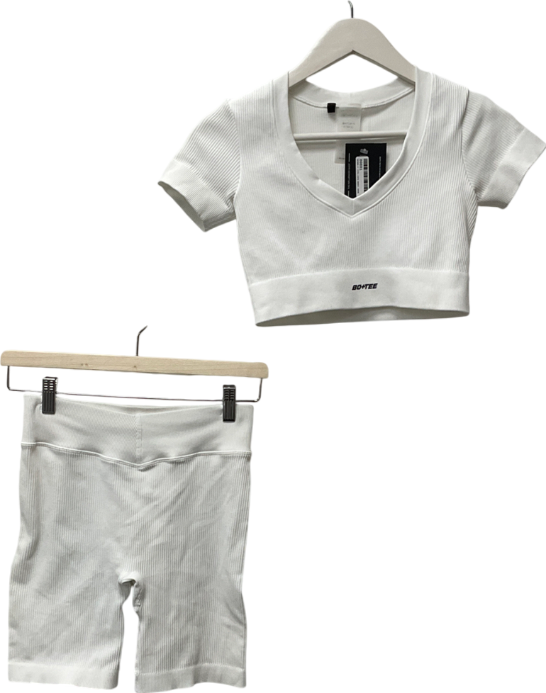 Bo + Tee White Avalanche Mini Shorts & Top UK S