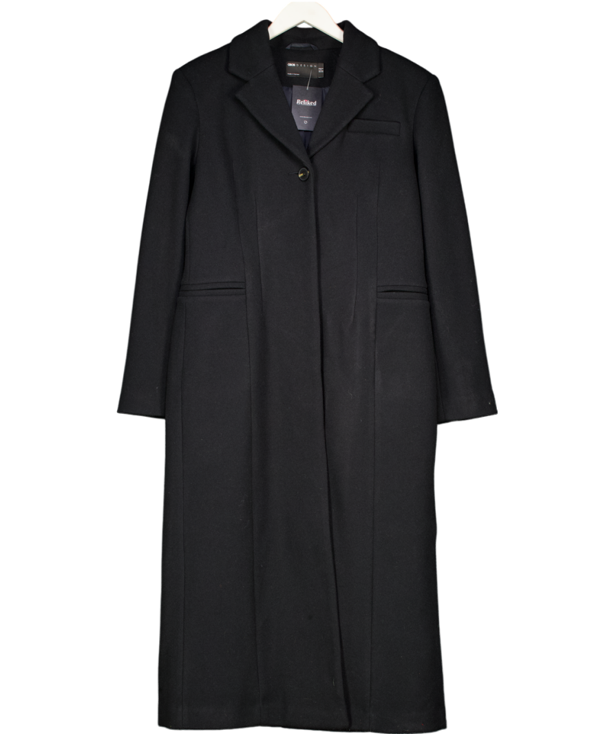ASOS Design Black Wool Look Long Coat UK 10