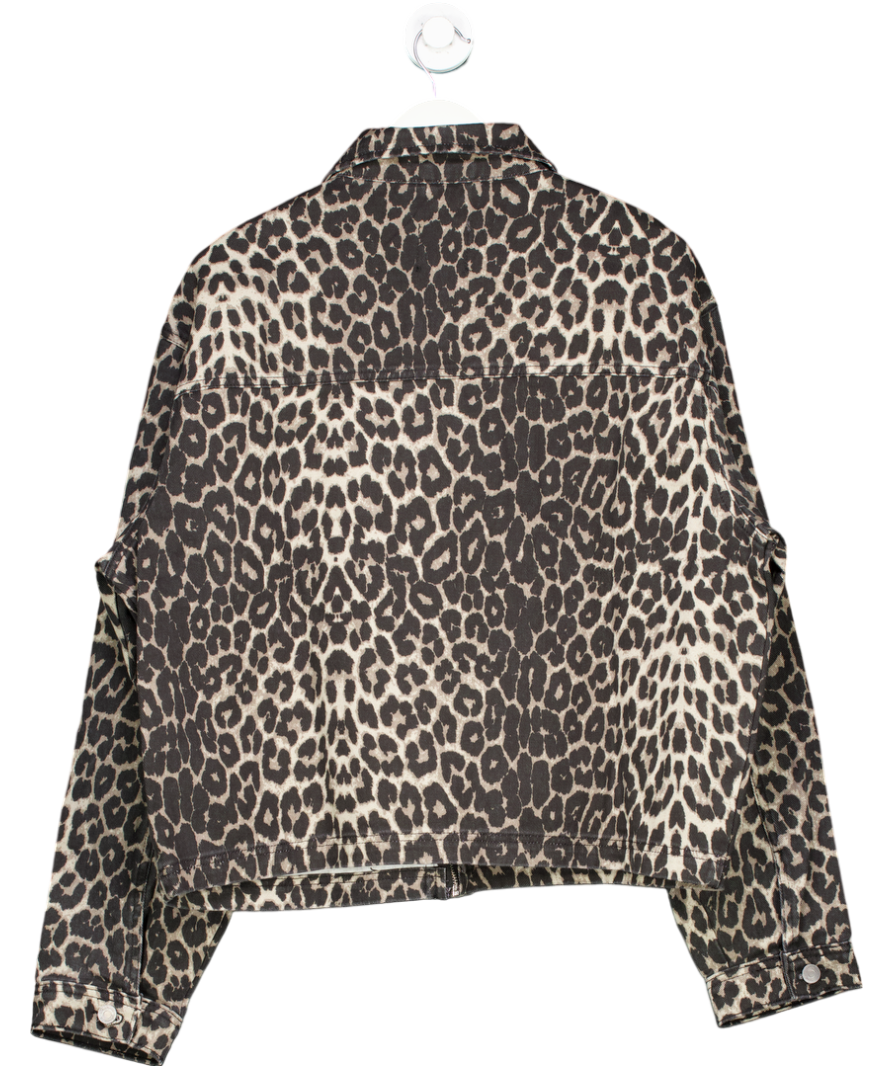 boohooMan Brown Relaxed Cropped Leopard Print Jacket UK XL