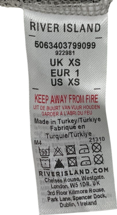 River Island White Grey Bardot Textured Top & Wide Leg Trousers UK XS