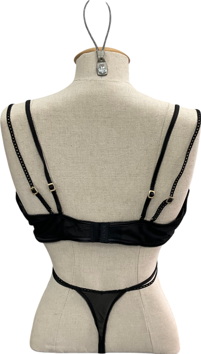 Lounge Underwear Black Vida Bra And Thong Set UK 38F