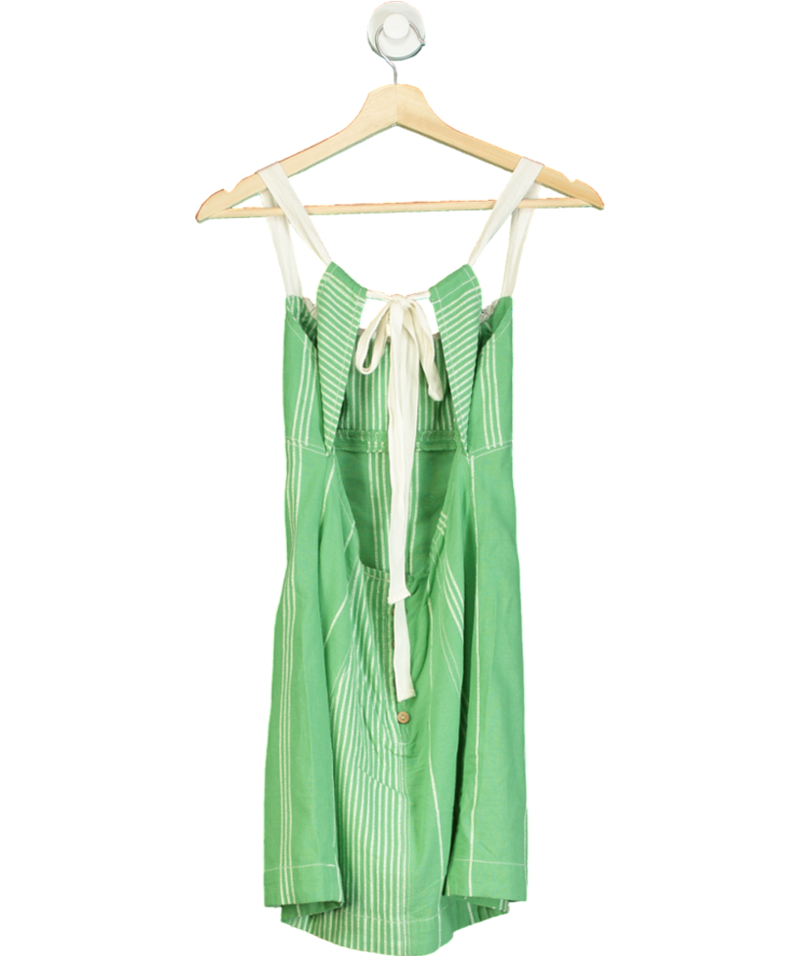 Free People Green Striped Tie-back Mini Dress UK S