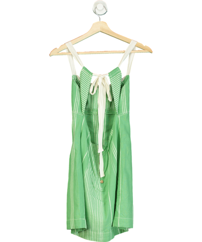 Free People Green Striped Tie-back Mini Dress UK S