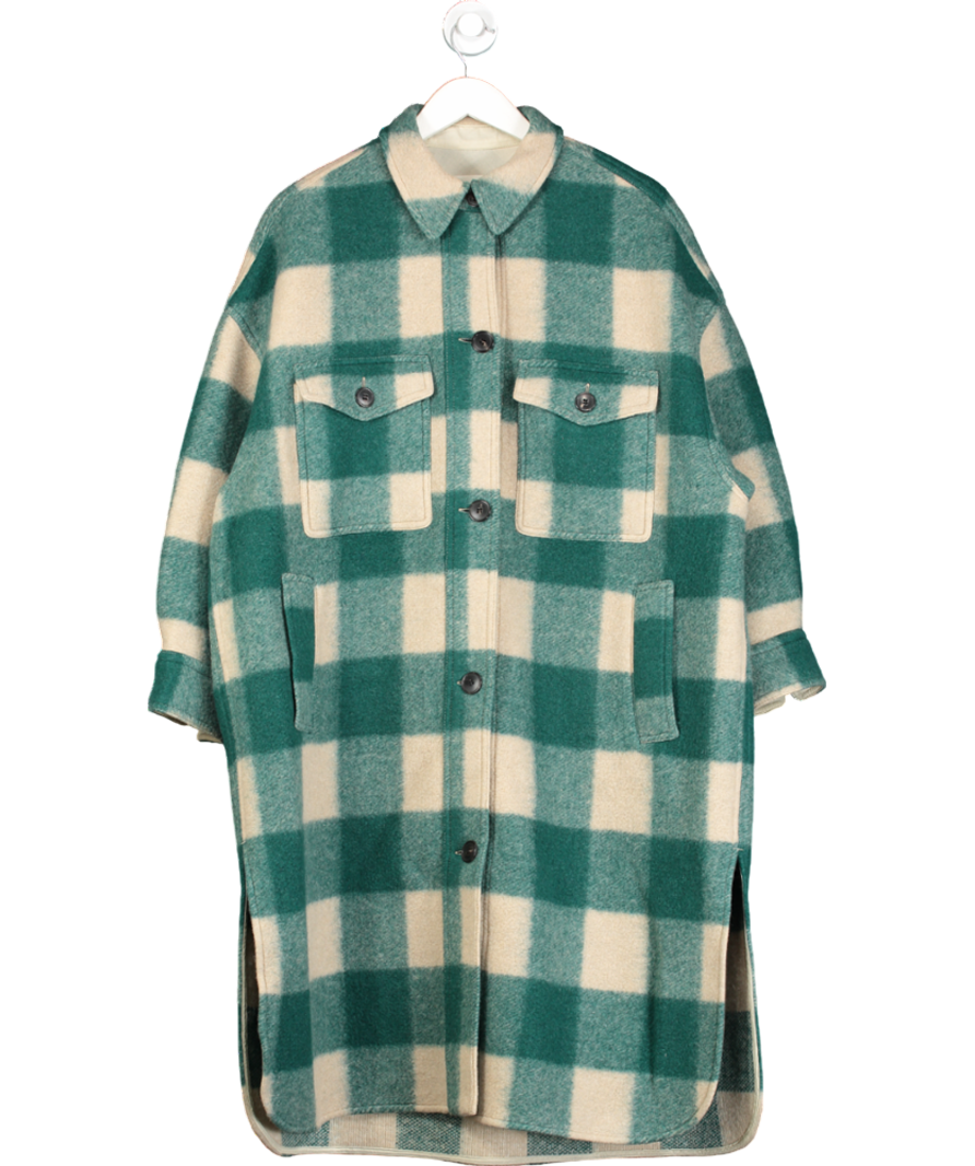 Étoile Isabel Marant Green Isabel Marant Étoile Oversize Fontizi Checked Felted Coat Sz0 UK 4