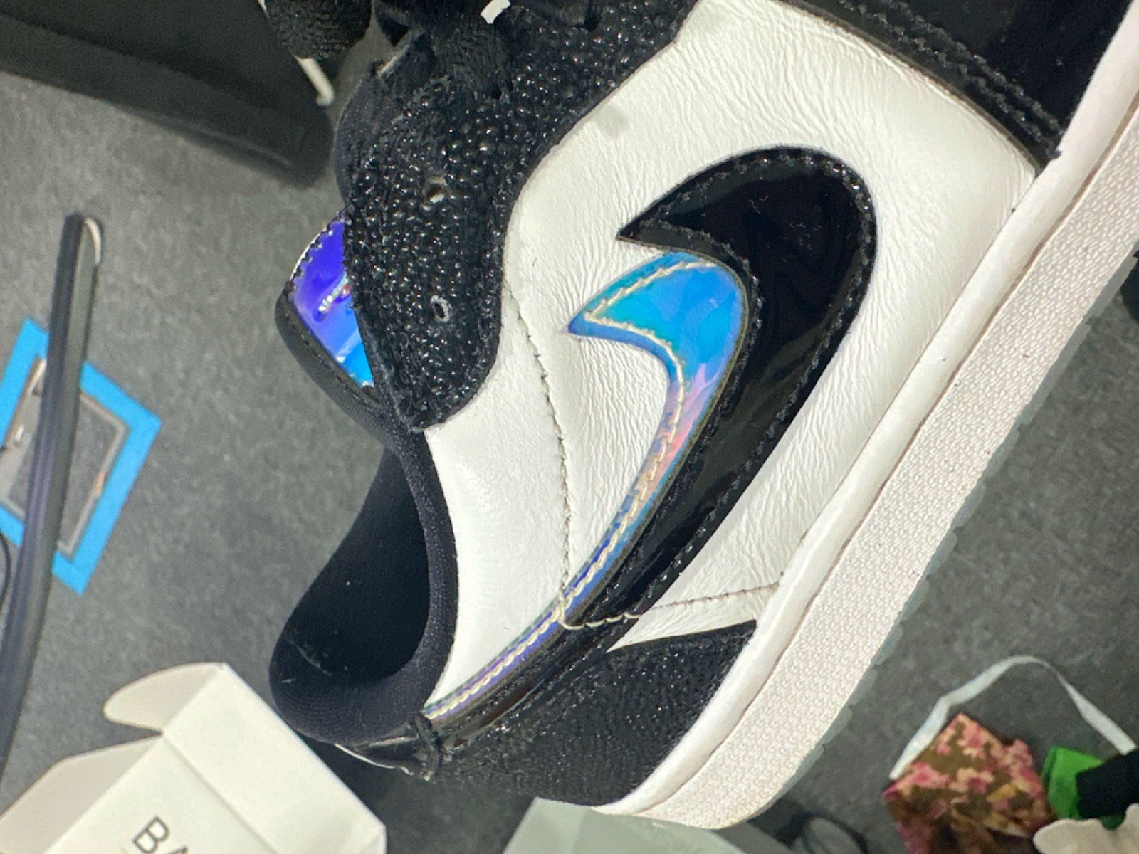 Nike Black and White Air Jordan 1 Low Golf Shoes UK 7.5 - Reliked