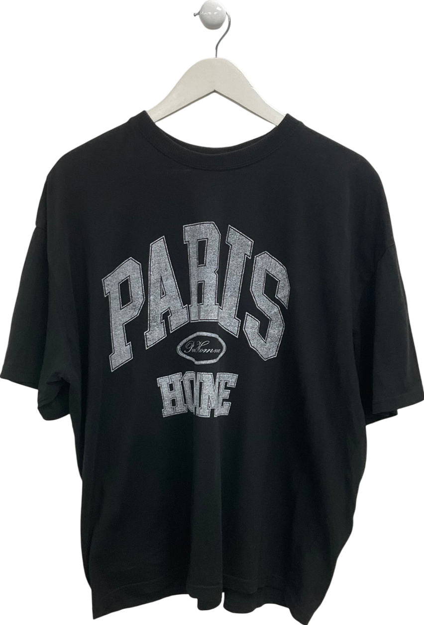 boohooMan Black Oversize Paris T-shirt UK L