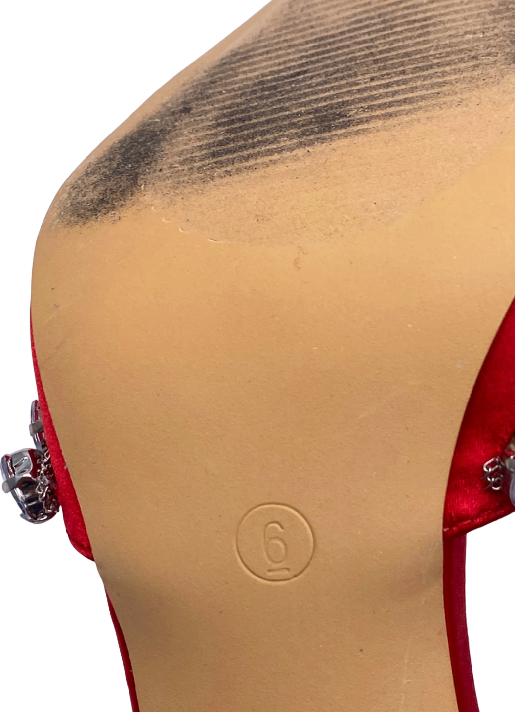 Fashion Nova Red Rhinestone Embellished Pointed Heels UK 4