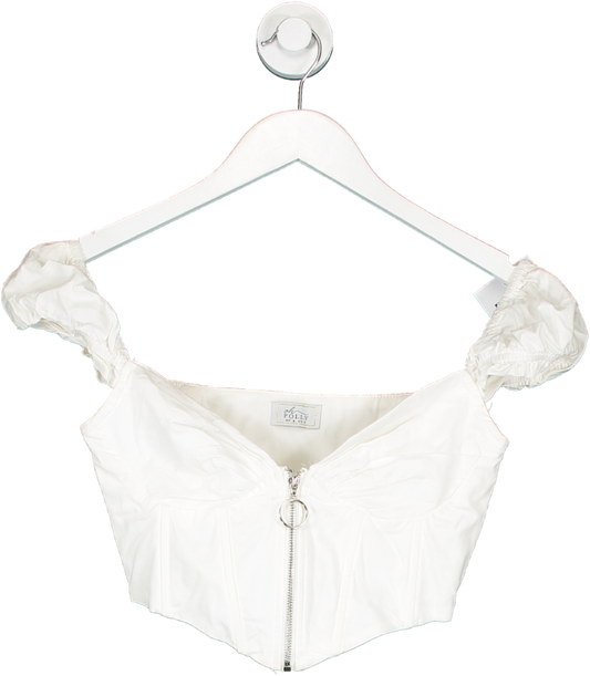 Oh Polly White Zip Front Corset Top UK 6