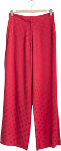 Uterque Red Jacquard Polka Dot Wide Leg Trousers UK 12