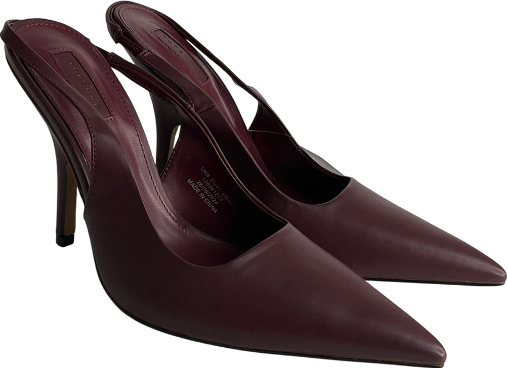 Topshop Purple Emma Heeled Sling Back Court Shoe In Burgundy UK 8 EU 41 👠