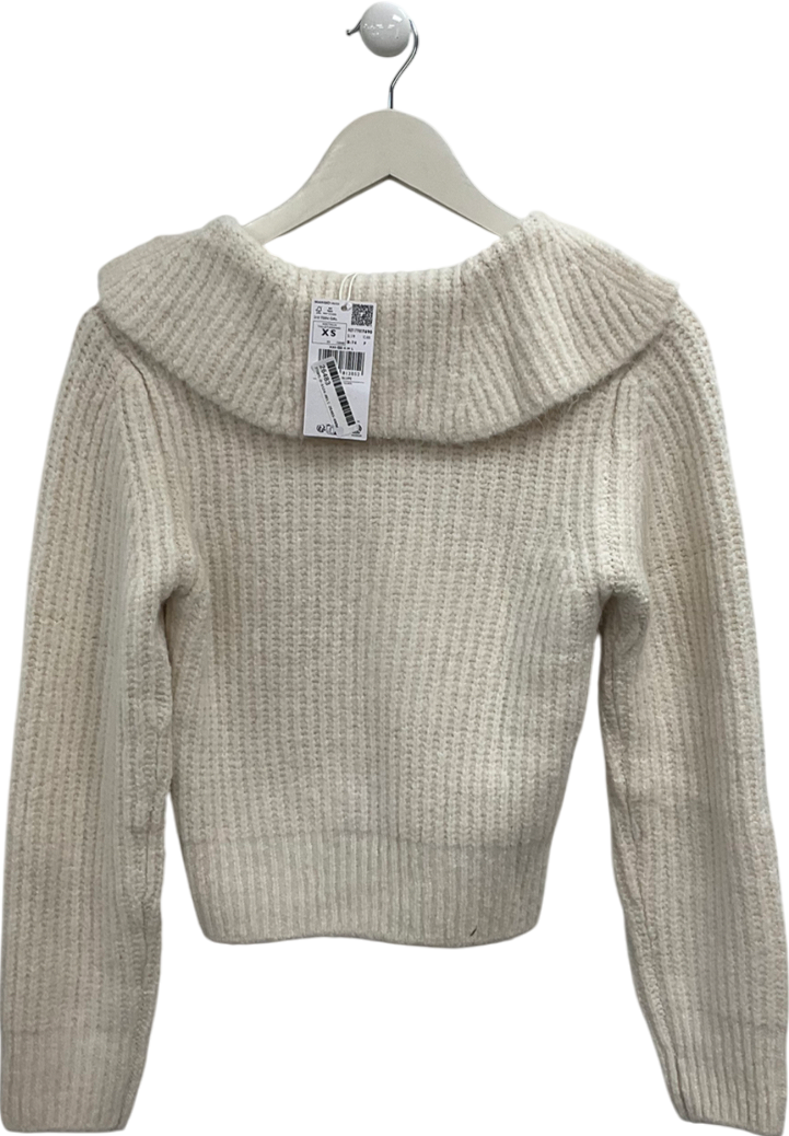 MANGO Cream Collared Jumper UK S