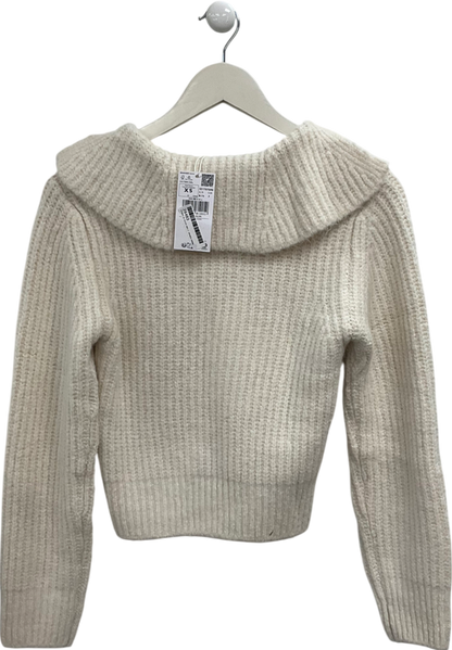 MANGO Cream Collared Jumper UK S