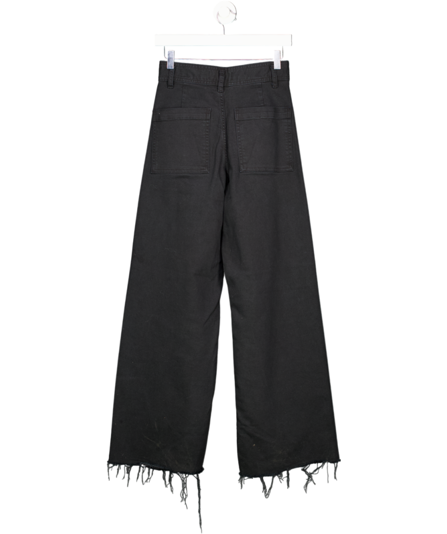 ZARA Black Denim Wide Leg Jeans UK 8