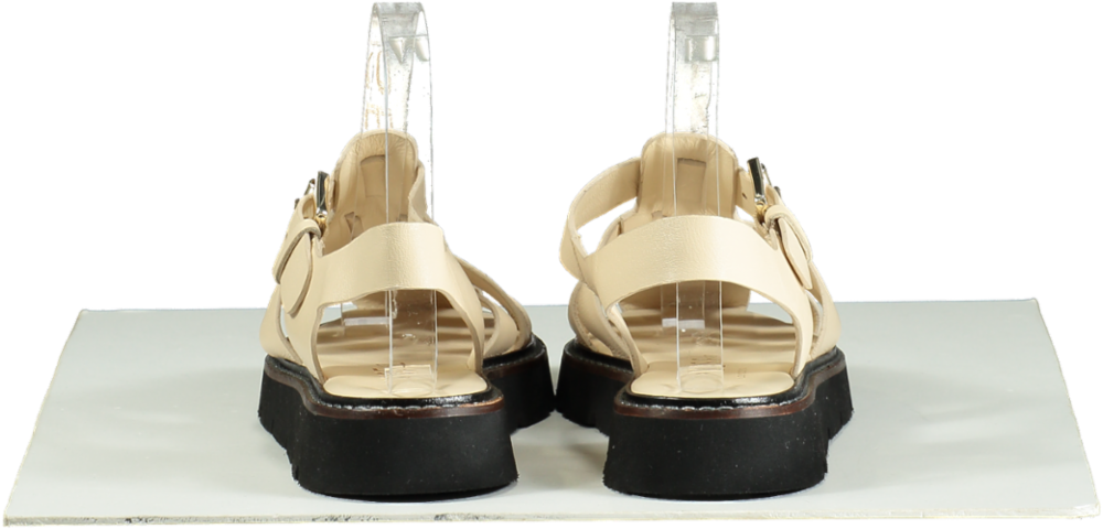 WYSE LONDON Beige Leather Darcy Sandals UK 4