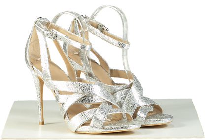 Guess Silver Strappy High-Heel Sandals UK 8 EU 41