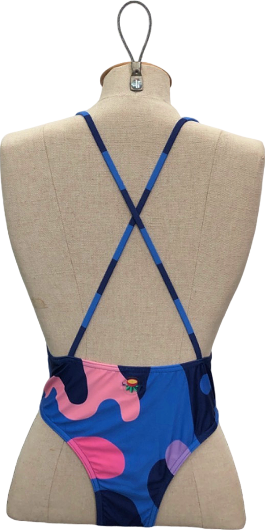 Oioba Blue Pink Graphic Swimsuit UK M