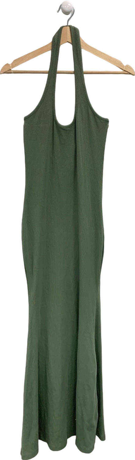 Gigi & Ella Green Ribbed Halter Maxi Dress UK M