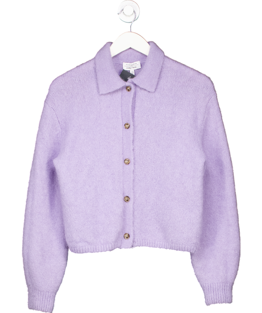 & Other Stories Purple Wool Blend Tortoise Button Cardigan UK M