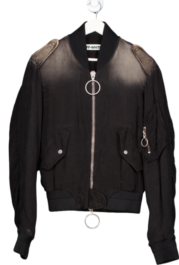 Off White Black X Virgil Abloh Sun Dye Oversized Bomber Jacket UK XS