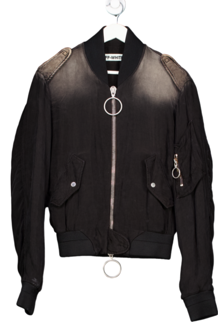 Off White Black X Virgil Abloh Sun Dye Oversized Bomber Jacket UK XS