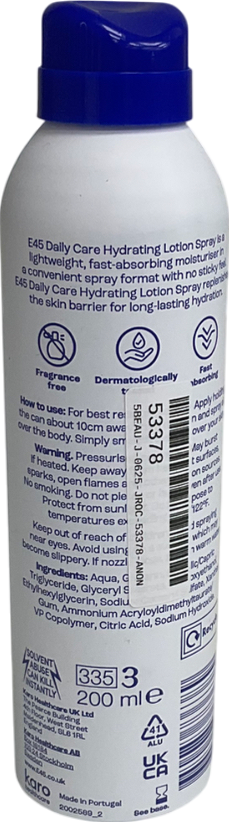 E45 Daily Care Hydrating Lotion Spray Cream 200ml