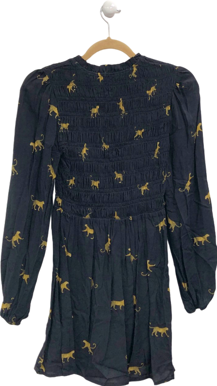 Never Fully Dressed Black Monkey Print Smocked Dress UK 10