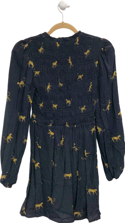 Never Fully Dressed Black Monkey Print Smocked Dress UK 10