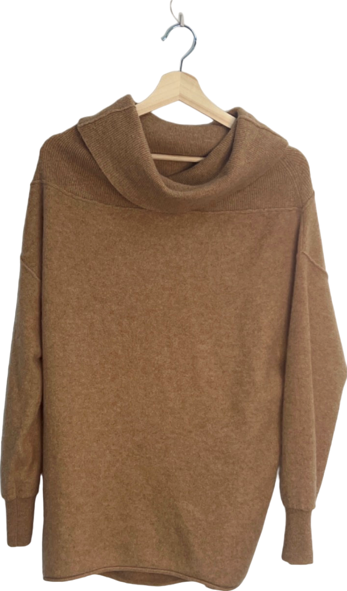 Free People Brown Cowl Neck Sweater XS UK 6
