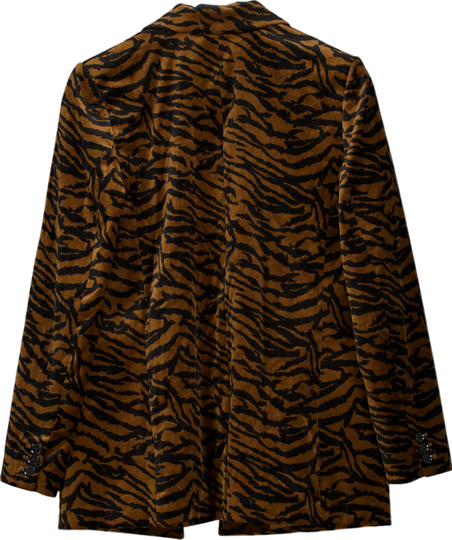 M&S Brown Velvet Animal Print Blazer UK 12