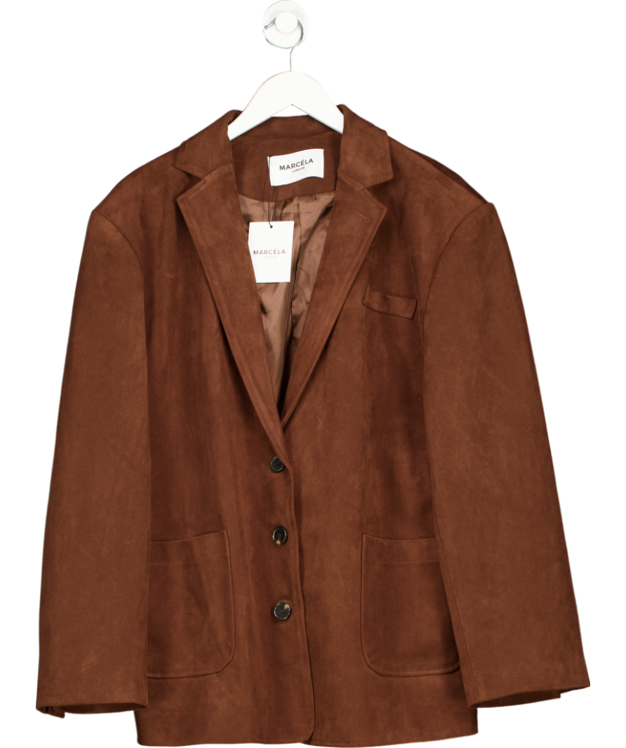 Marcela London Brown Vinn Oversized Faux Suede Jacket One Size