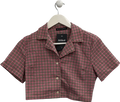 Brandy Melville Pink Cropped Gingham Shirt UK XS