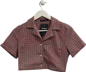 Brandy Melville Pink Cropped Gingham Shirt UK XS