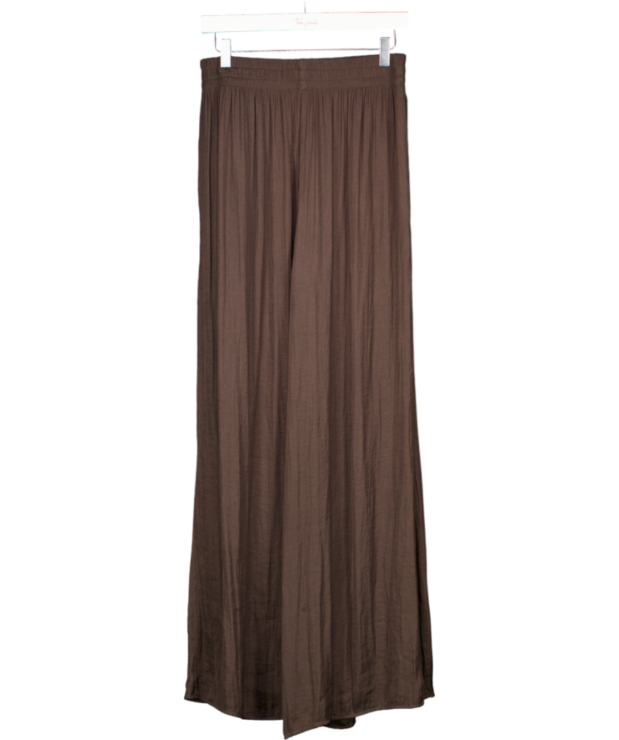 ZARA Brown Chocolate Satin Wide Leg Trouser UK M