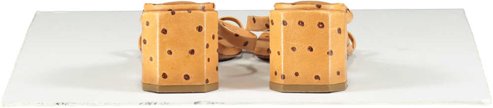 BY FAR TAN LEATHER DOTTED HEELED MULES UK 2