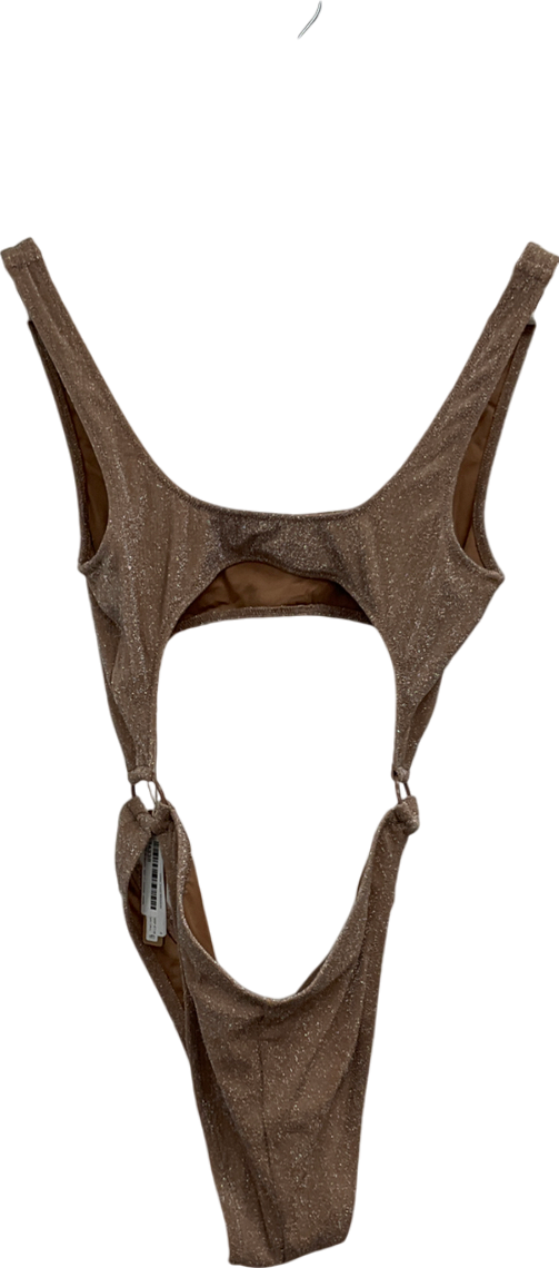 SKIMS Swim Beige Glitter Swim Monokini UK S