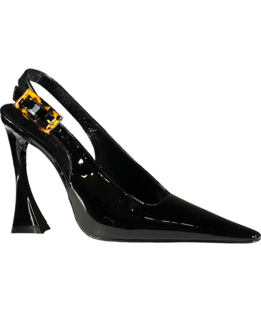Saint Laurent Black Leather Dune Heeled Slingbacks 110 UK 5 EU 38 👠