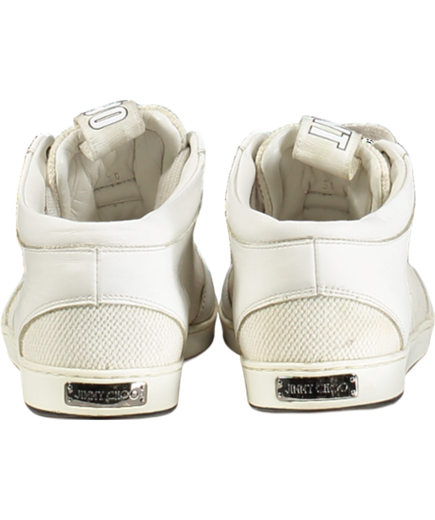 Jimmy Choo Miami White Leather Logo Tag Trainers UK 3 EU 36 👠