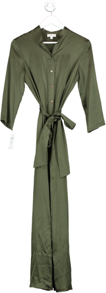 Valle + Vik Green Silk Shirt Dress UK S
