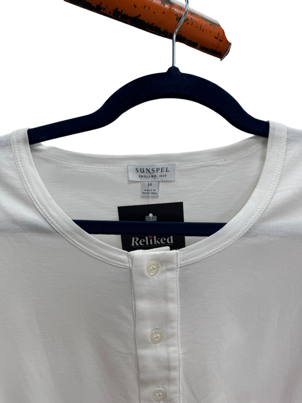 Sunspel White 3-button T-shirt UK M
