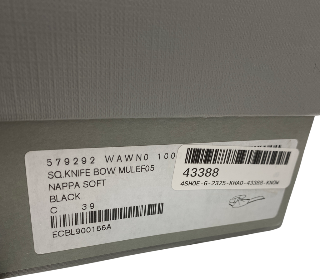 Balenciaga Black Calfskin Square Bow Mules UK 6 EU 39 👠