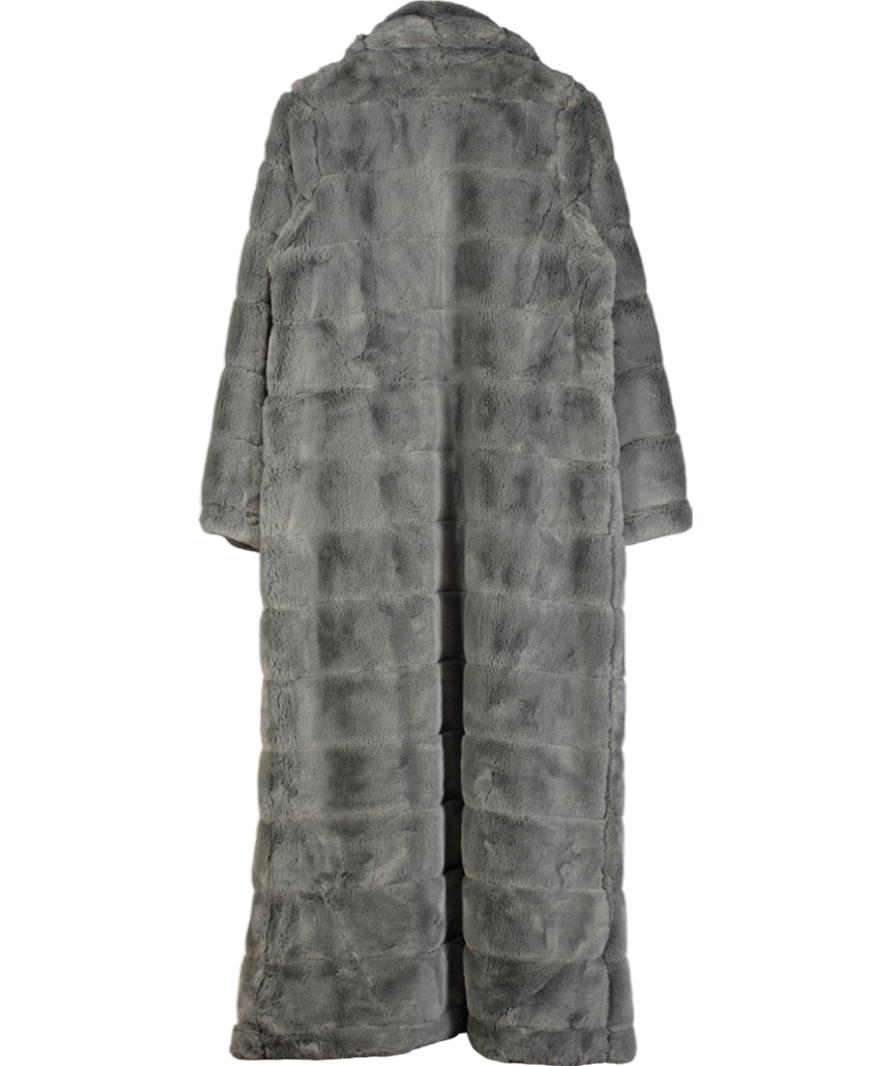 Fashion Nova Grey With Love Faux Fur Coat UK M