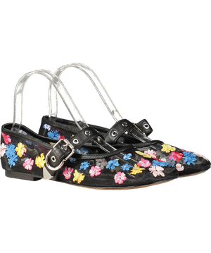 Black 3.1 Phillip Lim Id Flowerworks Mesh Ballerina Shoes UK 4 EU 37